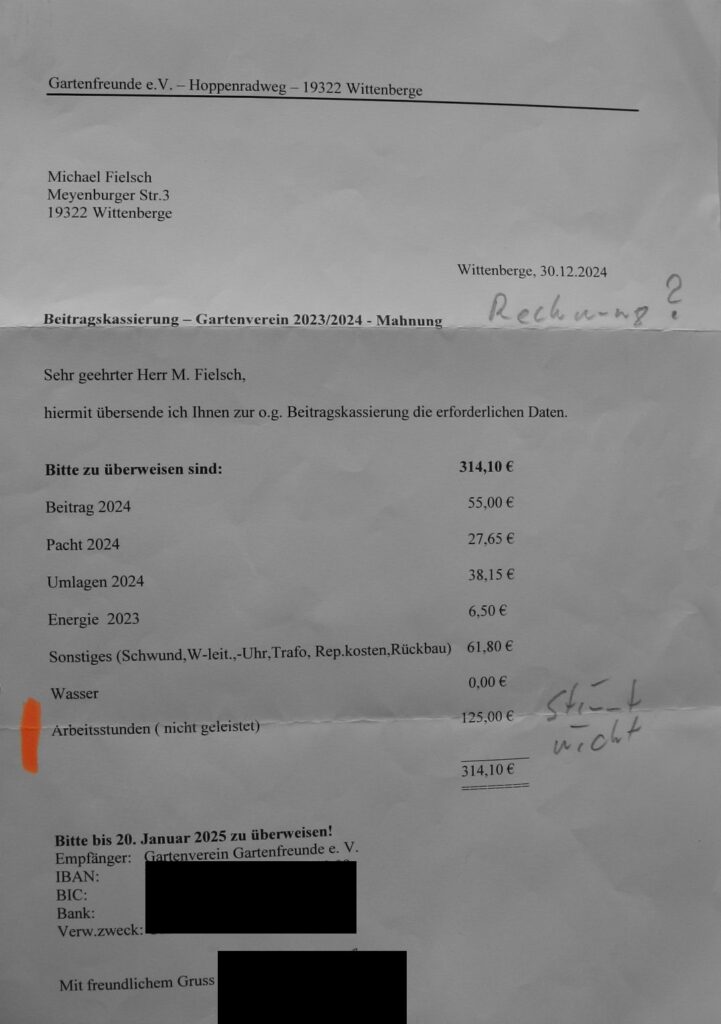 Mahnung - Gartenfreude in Wittenberge - Stadt der Landesgartenschau (LAGA) 2027